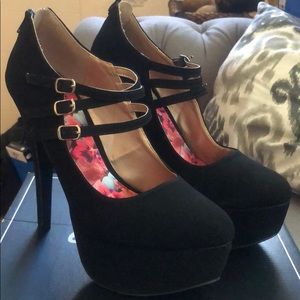 Black Three Strap Qupid High Heels